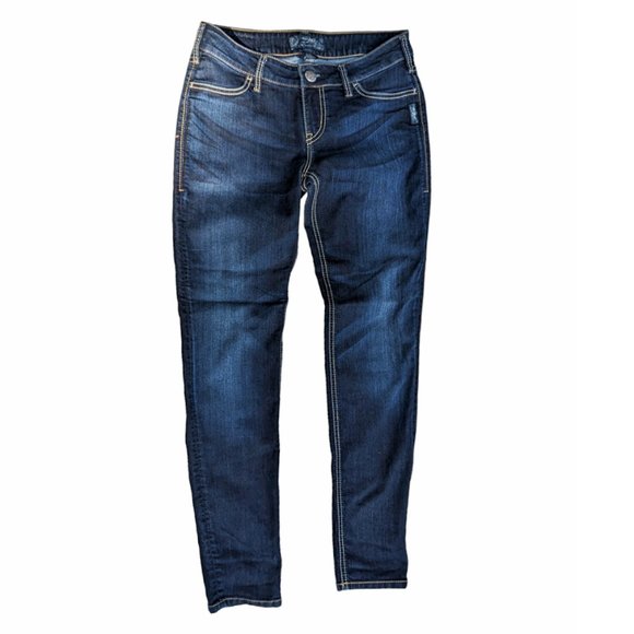 Silver Suki Jeggings Blue Jeans Indigo Denim Stretch 29x29 Embroidered Back Pock - Picture 1 of 11